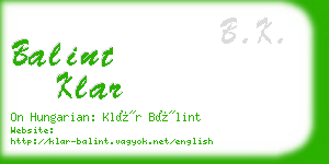 balint klar business card